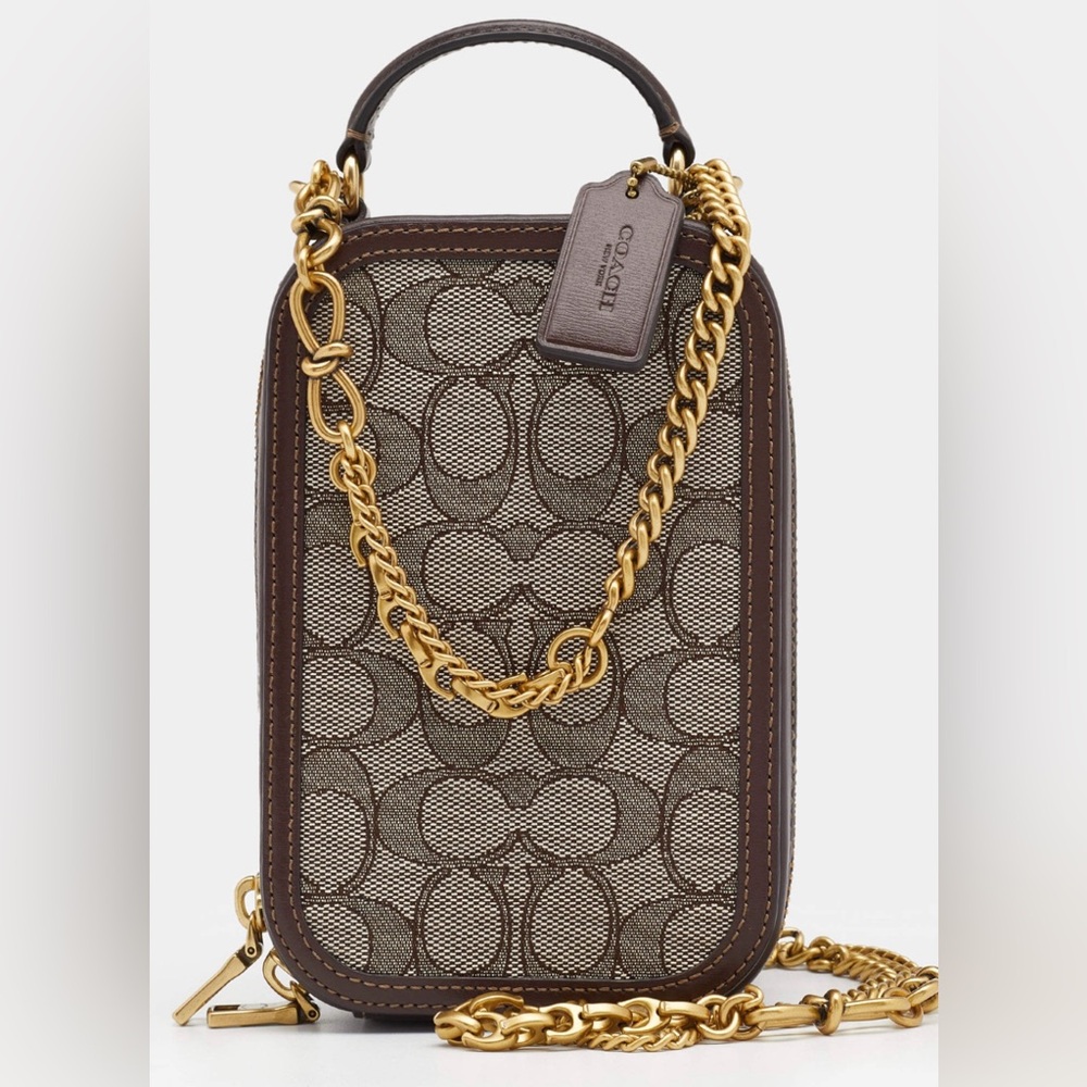 COACH ALIE CAMERA BAG SIGNATURE JACQUARD/MAPLE OAK